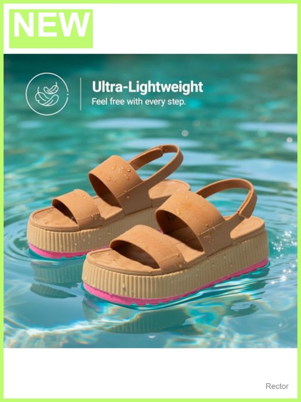 Waterproof Lightweight Platform Sandals Slingback - Picture 4 of 6